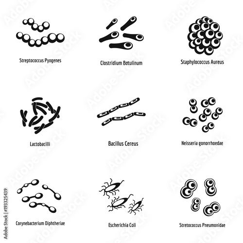 Causative agent icons set. Simple set of 9 causative agent vector icons for web isolated on white background