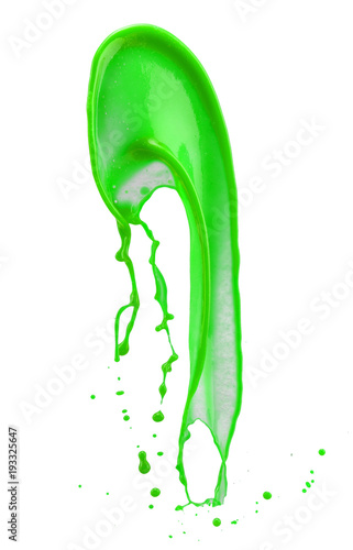 green splash paint isolated on a white background