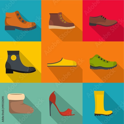 Shoemaker icons set. flat set of 9 shoemaker vector icons for web isolated on white background