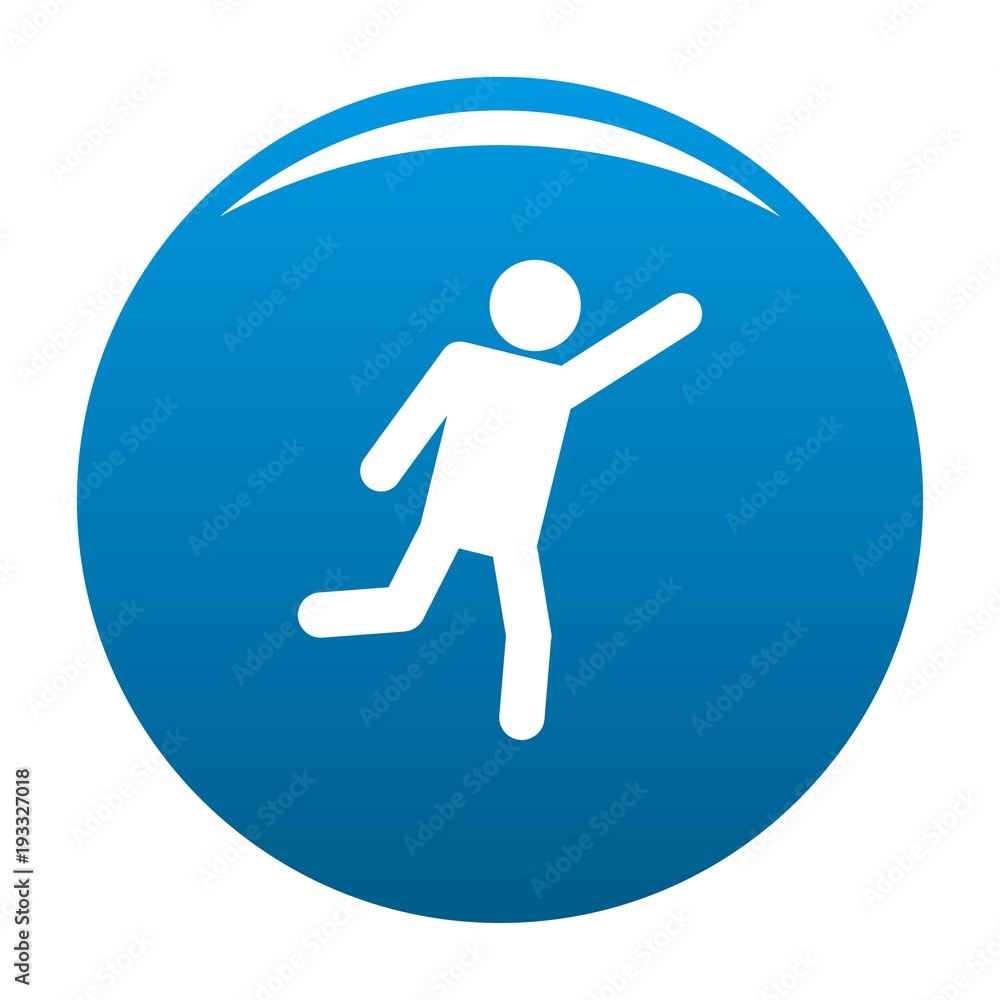 Stick figure stickman icon vector blue circle isolated on white background Stick figure stickman icon vector blue circle isolated on white background
