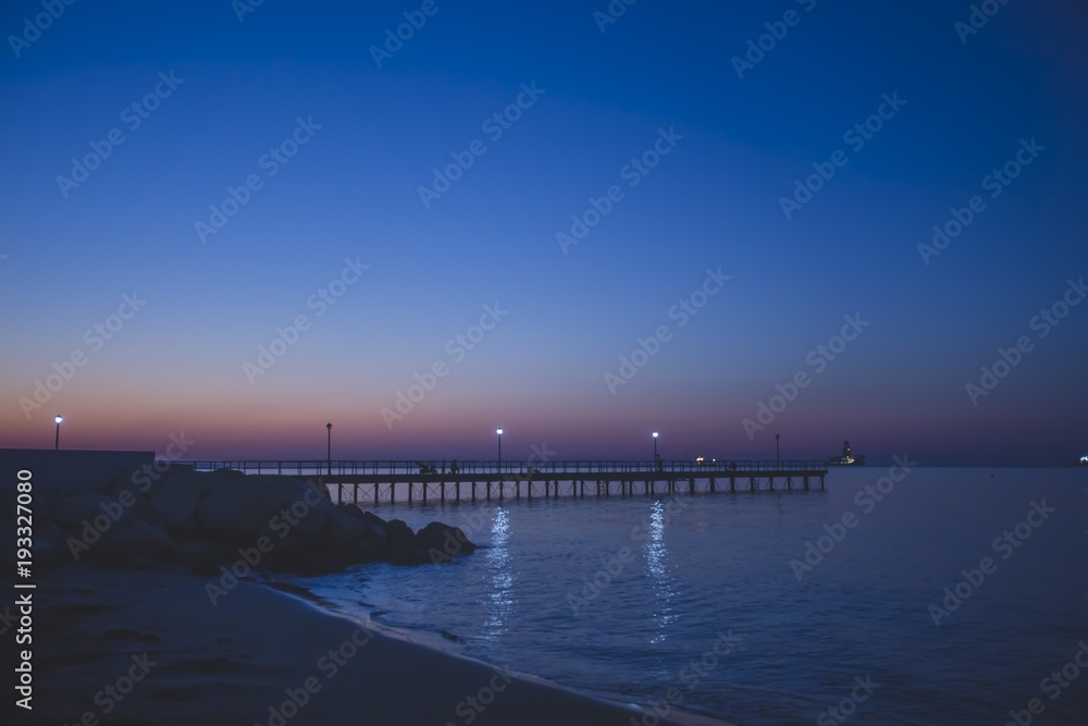 Dawn on the shore of the Mediterranean Sea