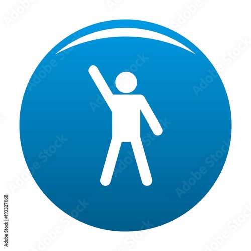 Stick figure stickman icon vector blue circle isolated on white background 