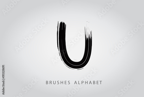Letter U Brush Logo Design.Concept