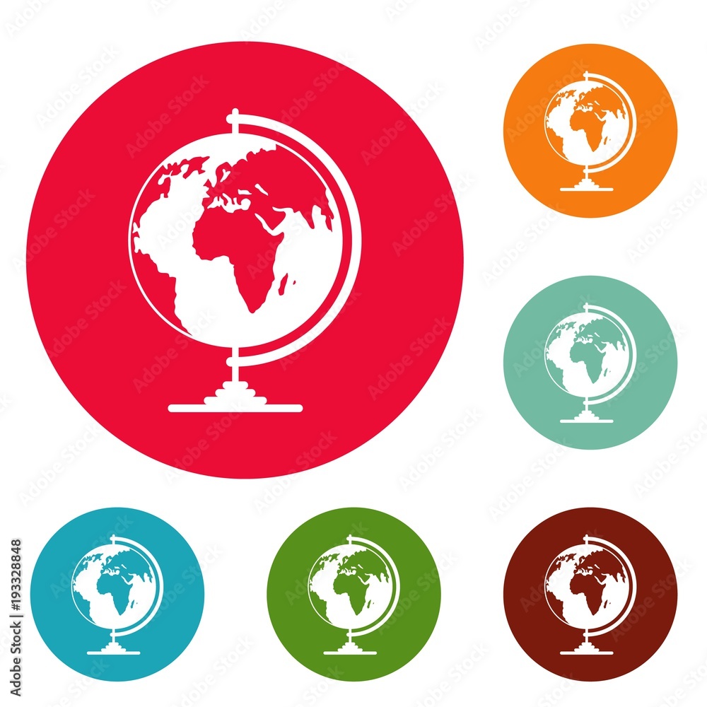 Geography icons circle set vector isolated on white background Geography icons circle set vector isolated on white background
