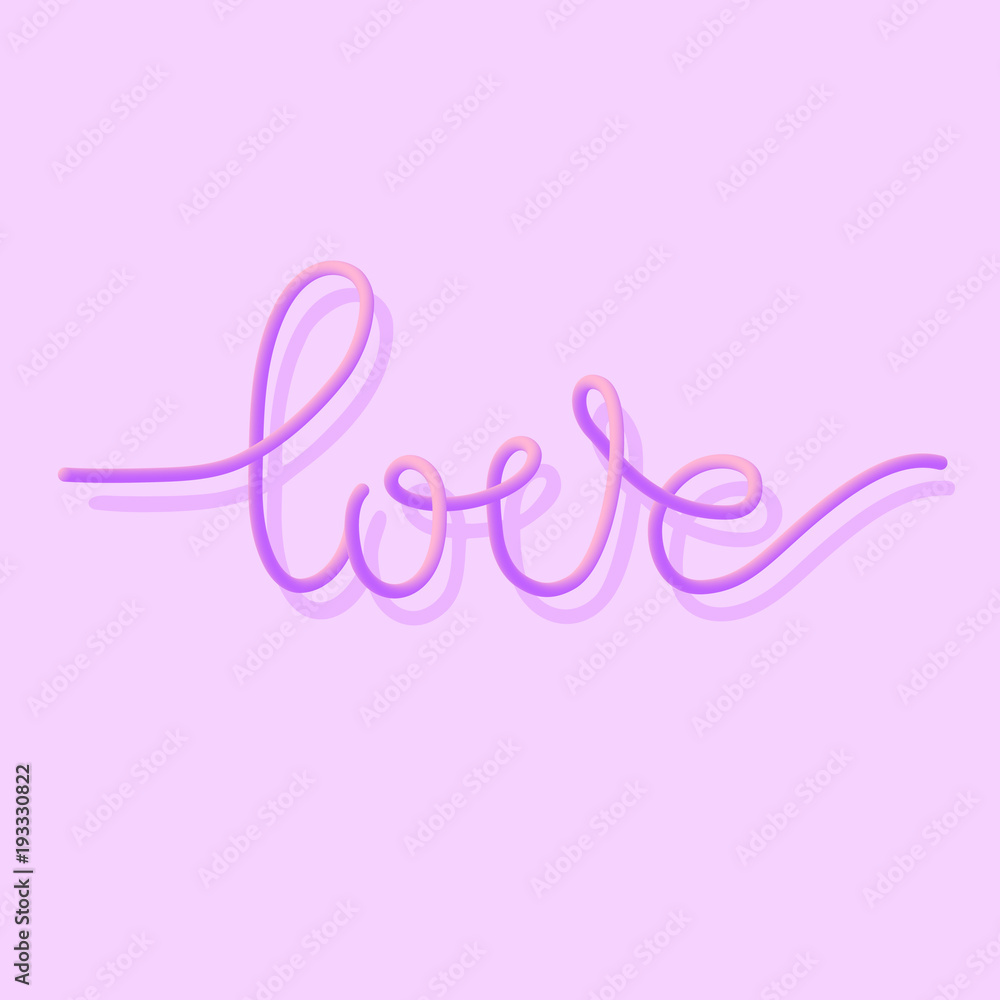 3d gradient trendy sign and shadow. Calligraphic text LOVE. Style vector illustration. Design concept can be used for poster, banner, t-shirt print, card, flyer, backdrop, wallpaper, invitation 3d gradient trendy sign and shadow. Calligraphic text LOVE. Style vector illustration. Design concept can be used for poster, banner, t-shirt print, card, flyer, backdrop, wallpaper, invitation