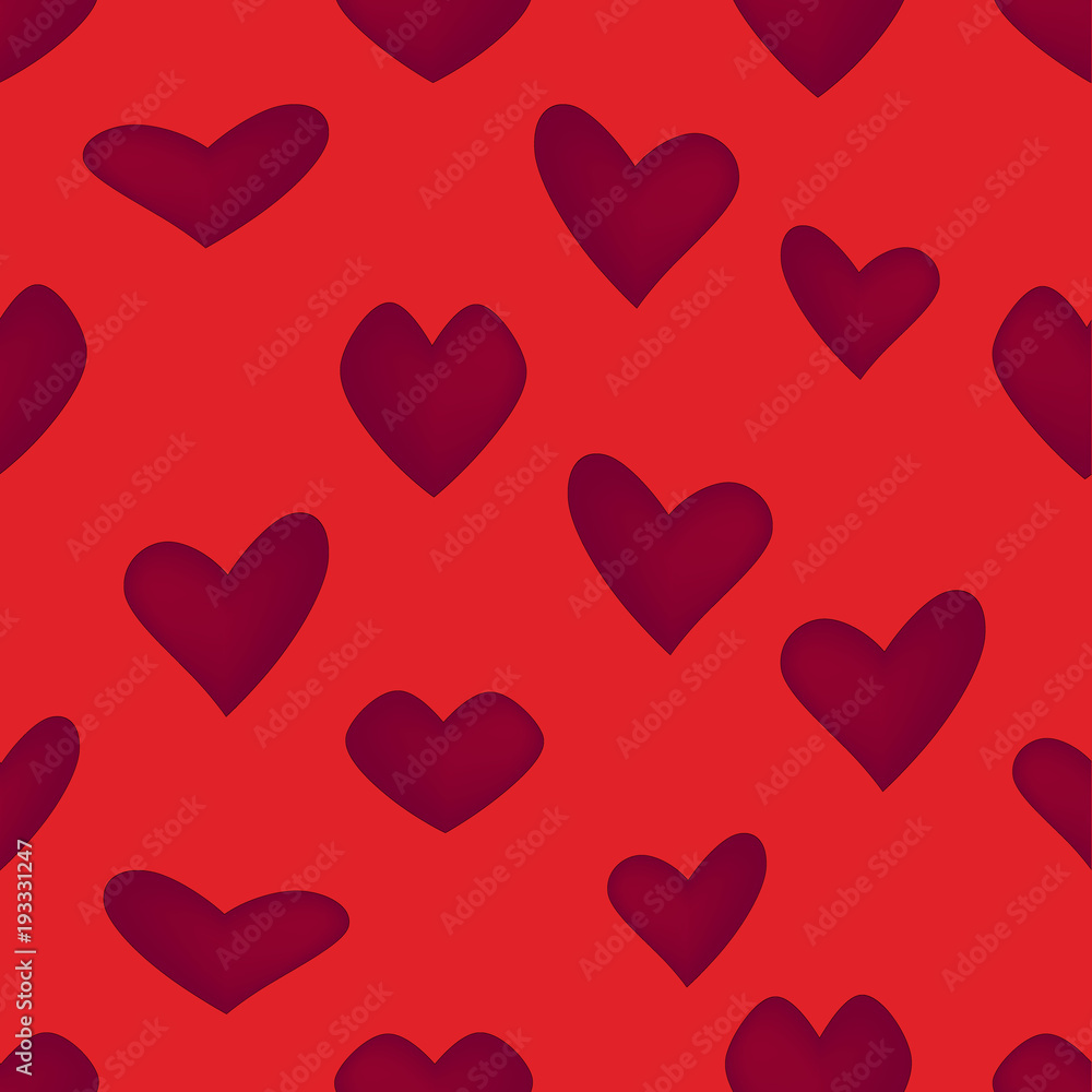 pattern of hearts on a red background