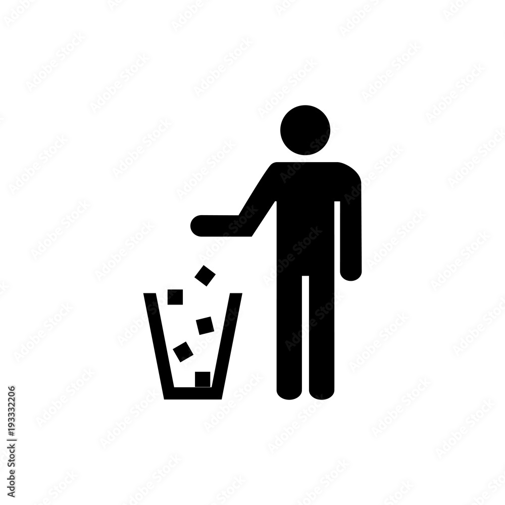 Garbage symbol. Do not litter sign. Trash icon. Logo on white background. Flat vector illustration. Garbage symbol. Do not litter sign. Trash icon. Logo on white background. Flat vector illustration.