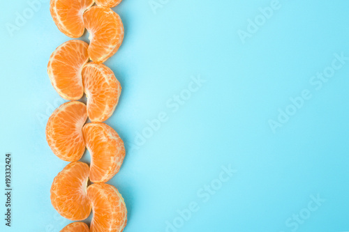 mandarin slices folded in queue, frame of citrus fruit