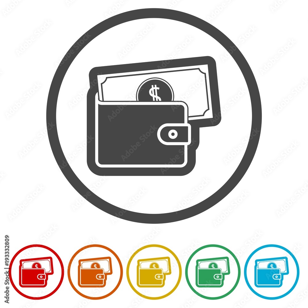 Wallet icon, 6 Colors Included Wallet icon, 6 Colors Included