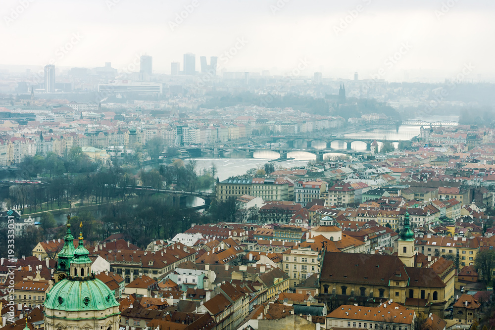 Prague, Czech Republic. Top-view of Mala Strana