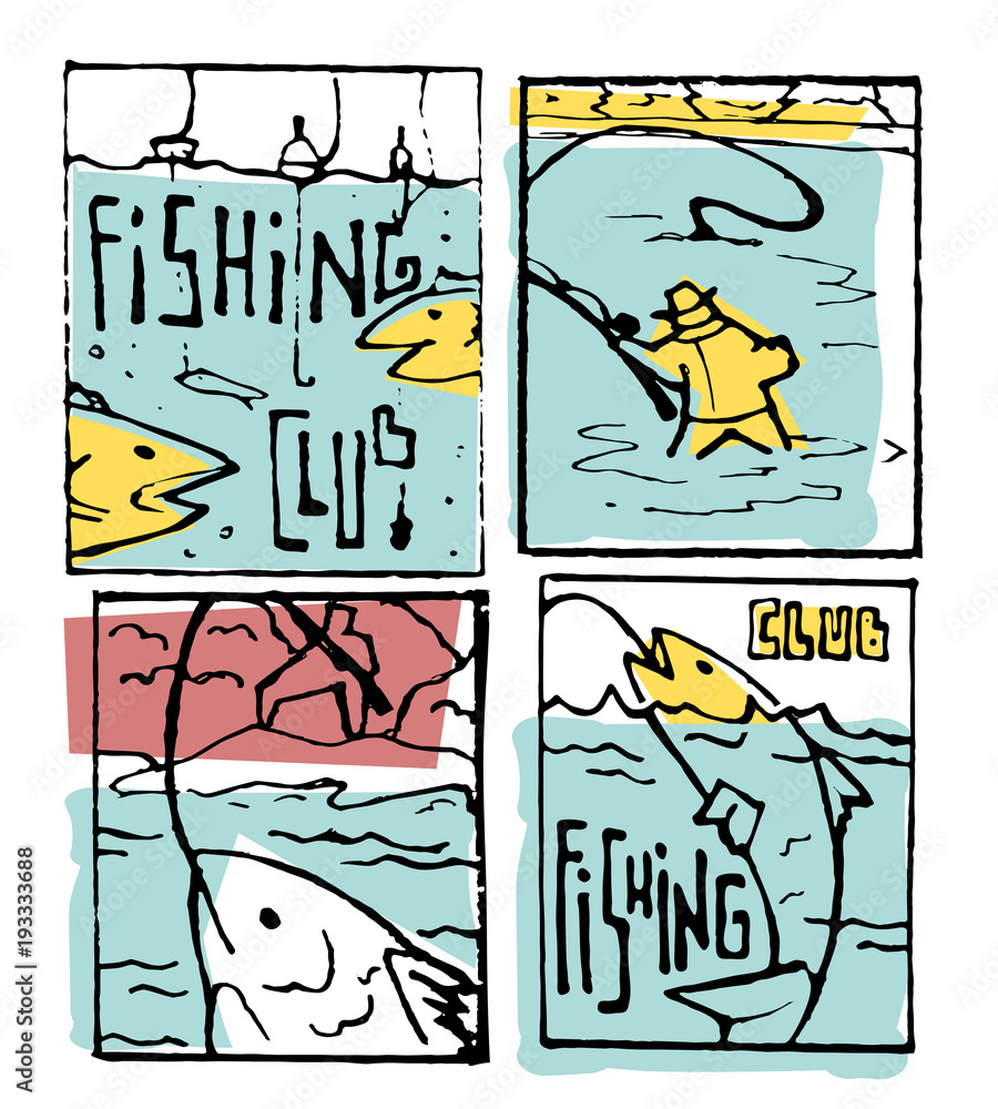 Fishing poster set Fishing poster set