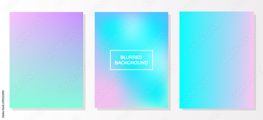Set of holographic multicolored blurred vivid gradient backgrounds, vector colorful posters. Template for flyer and presentation, banner, web and mobile applications, business infographic and social m