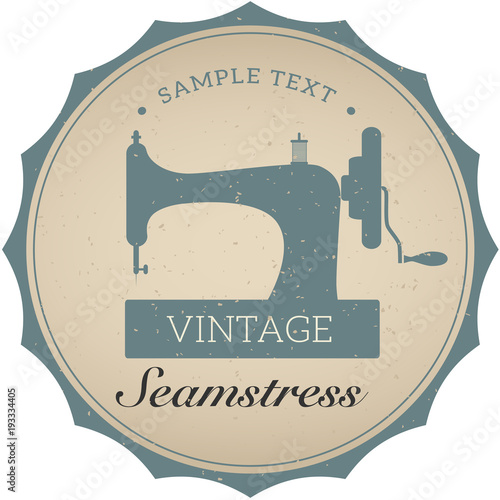 Vintage emblem of retro sewing machine