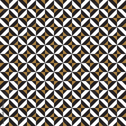 Seamless vector vintage intersecting black and gold square triangle pattern background