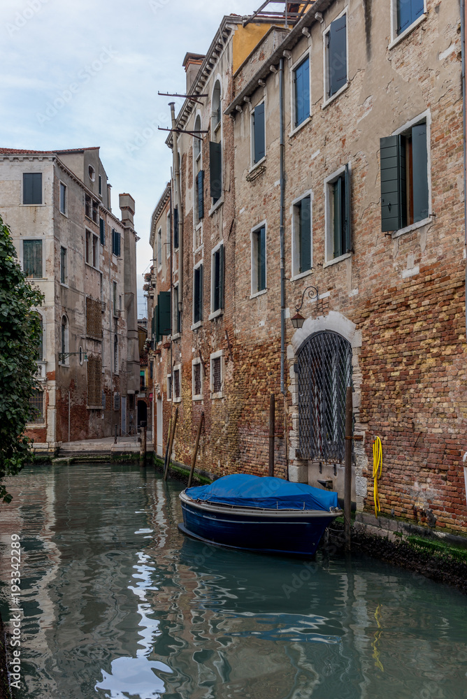 View of the channels and old palaces in Venice in the morning -  5