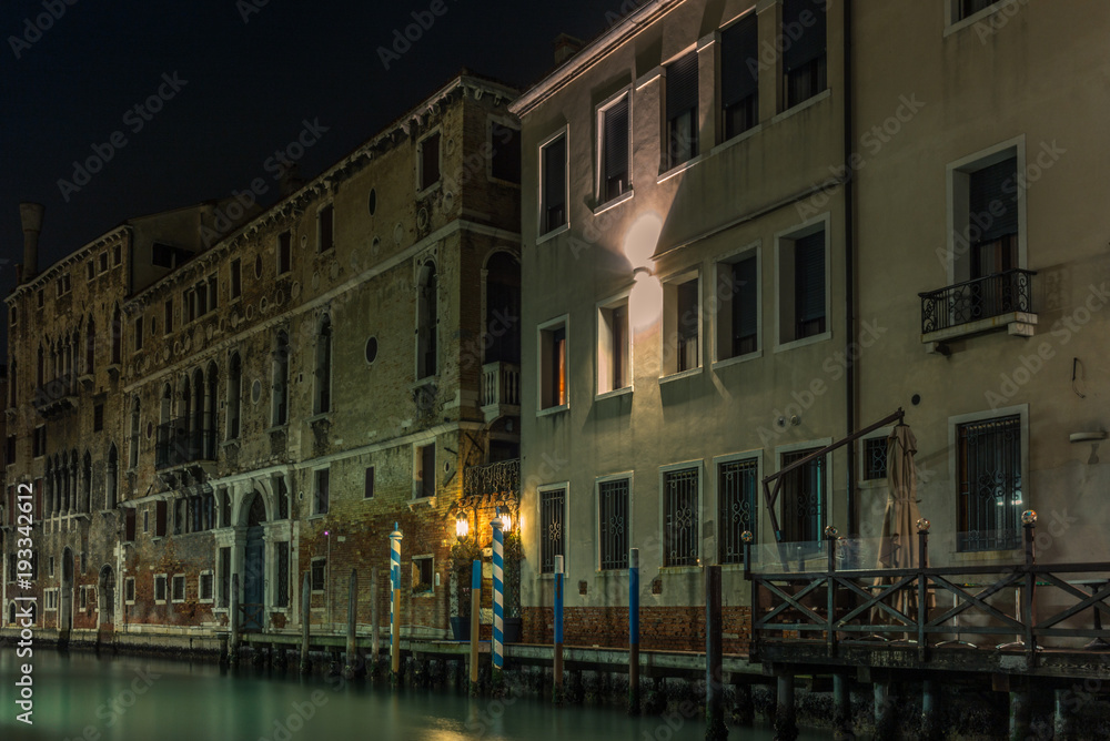 View of the channels and old palaces in Venice at night - 1 View of the channels and old palaces in Venice at night - 1