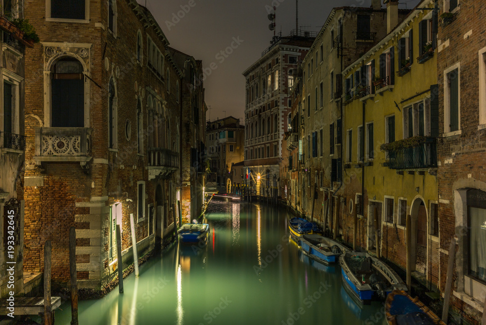 View of the channels and old palaces in  Venice at night - 5