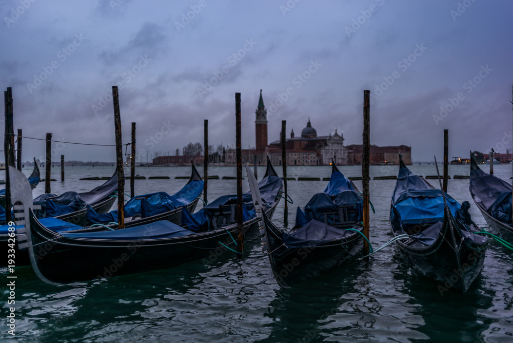Gondolas in the morning in Venice before the tourist arrival - 2