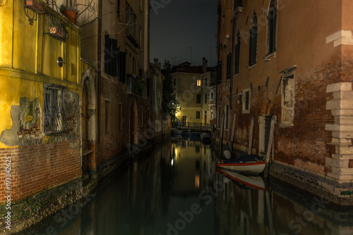 View of the channels and old palaces in  Venice at night - 4 © gdefilip