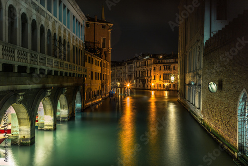 View of the channels and old palaces in Venice at night - 2