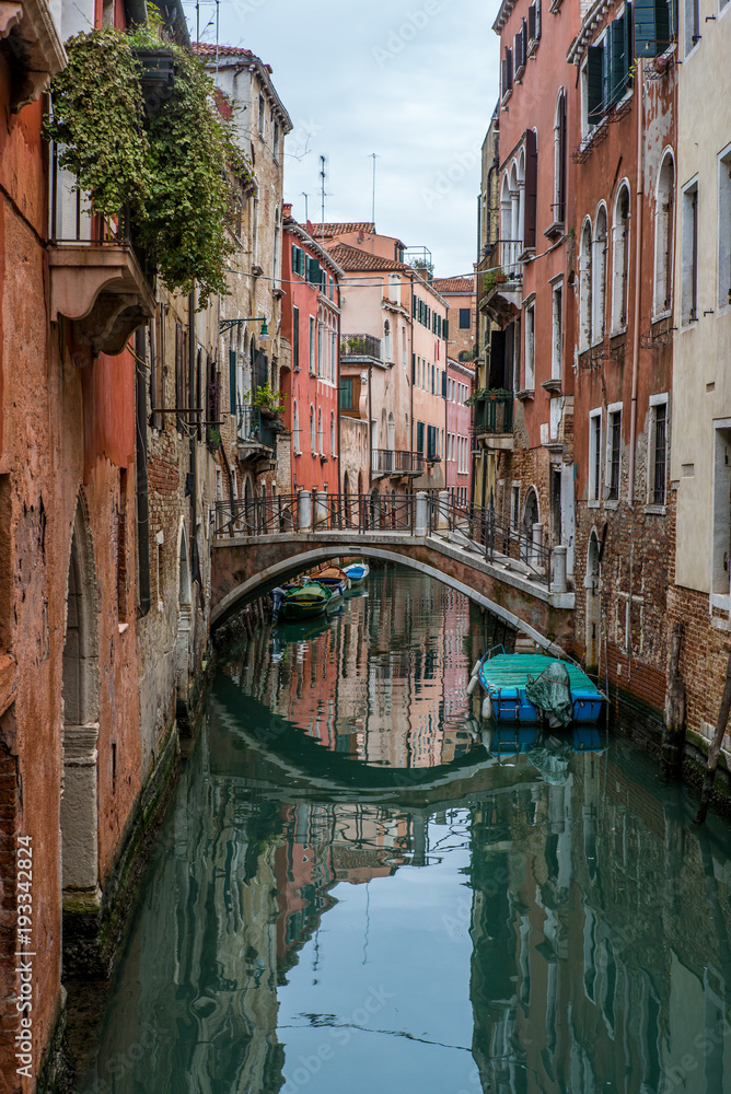 View of the channels and old palaces in Venice in the morning -  11