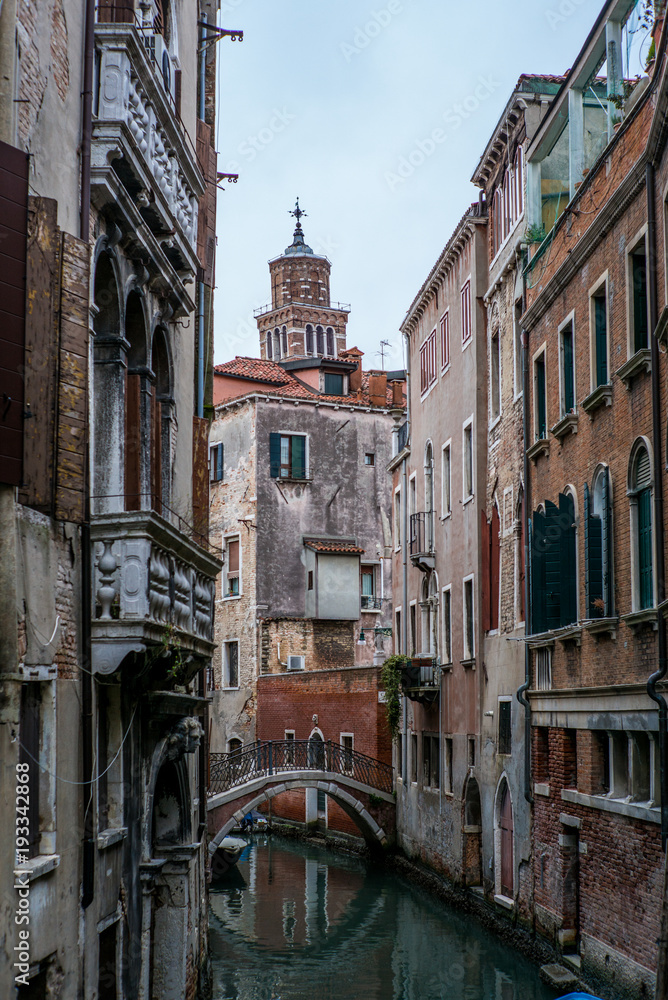 View of the channels and old palaces in Venice in the morning -  13