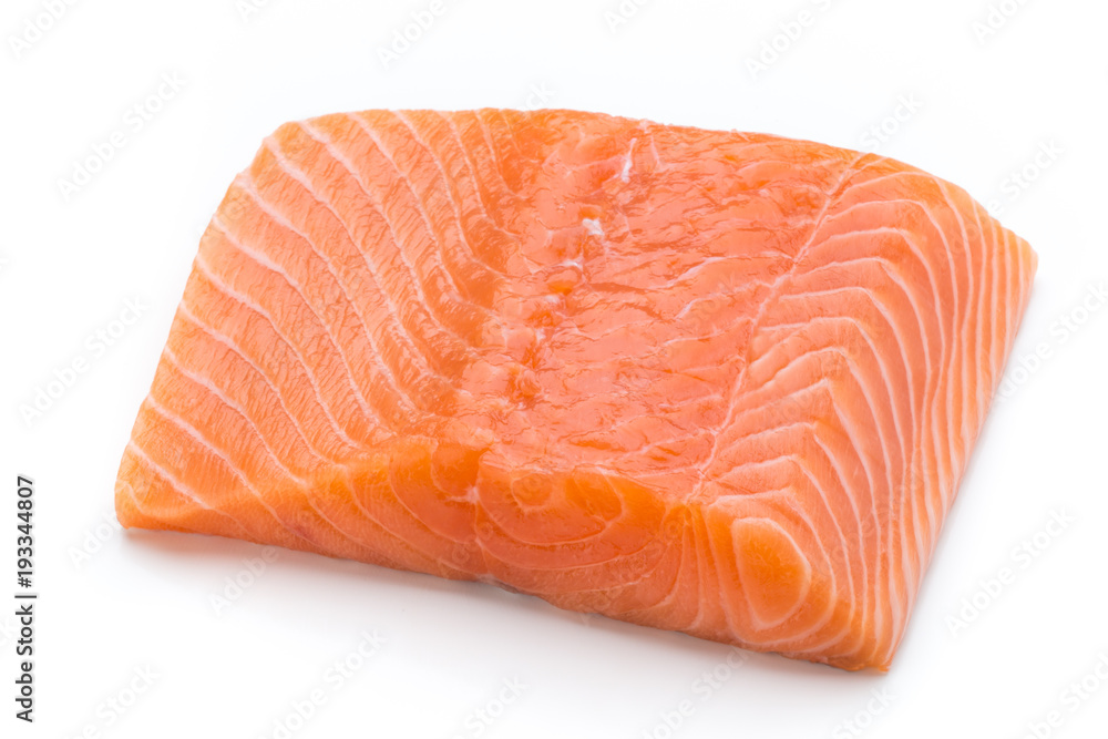 Fresh salmon fille with lachs on the white background. Fresh salmon fille with lachs on the white background.