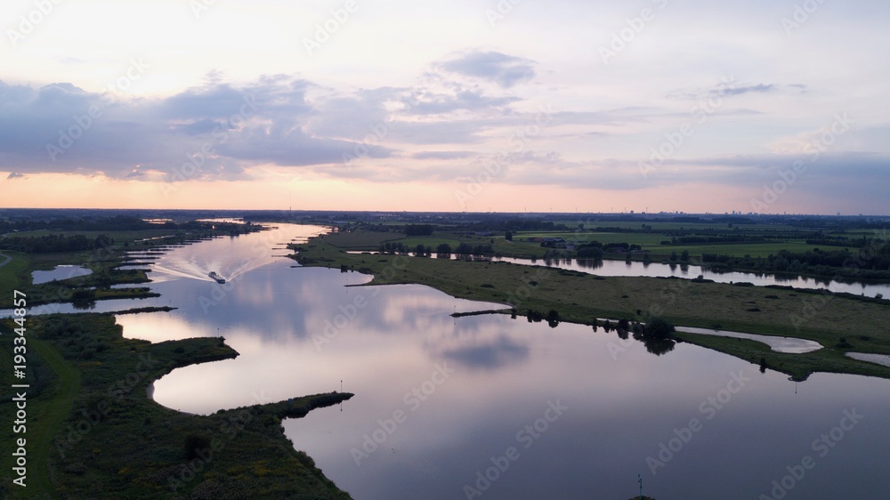 Dutch river at sunset