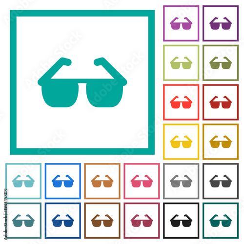 Sunglasses flat color icons with quadrant frames