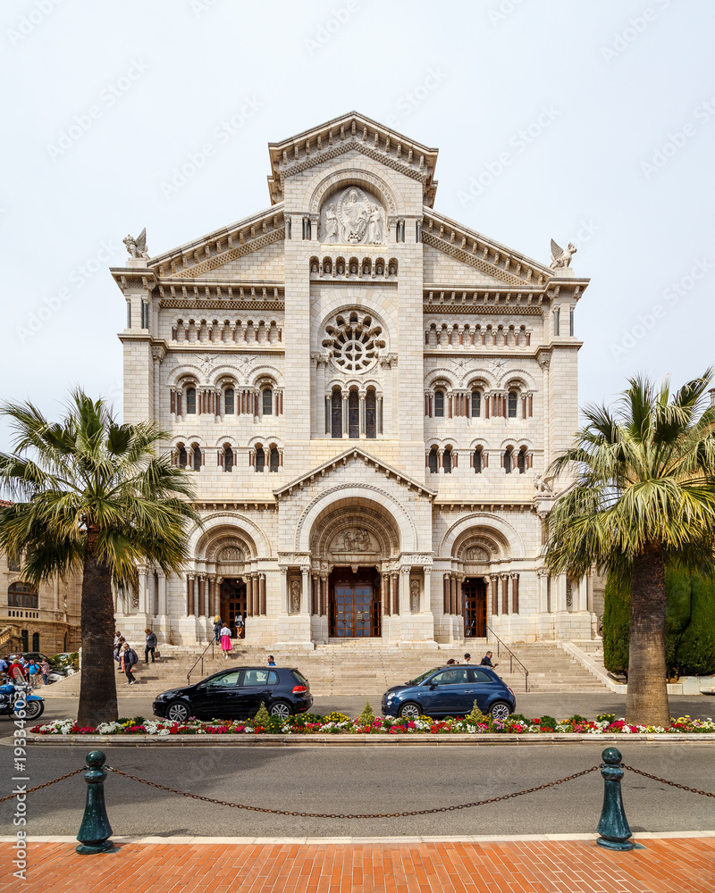 Monaco - April 21, 2016: St. Nicholas Cathedral in Monaco. Here are buried the Princess Grace and Prince Rainier, editorial