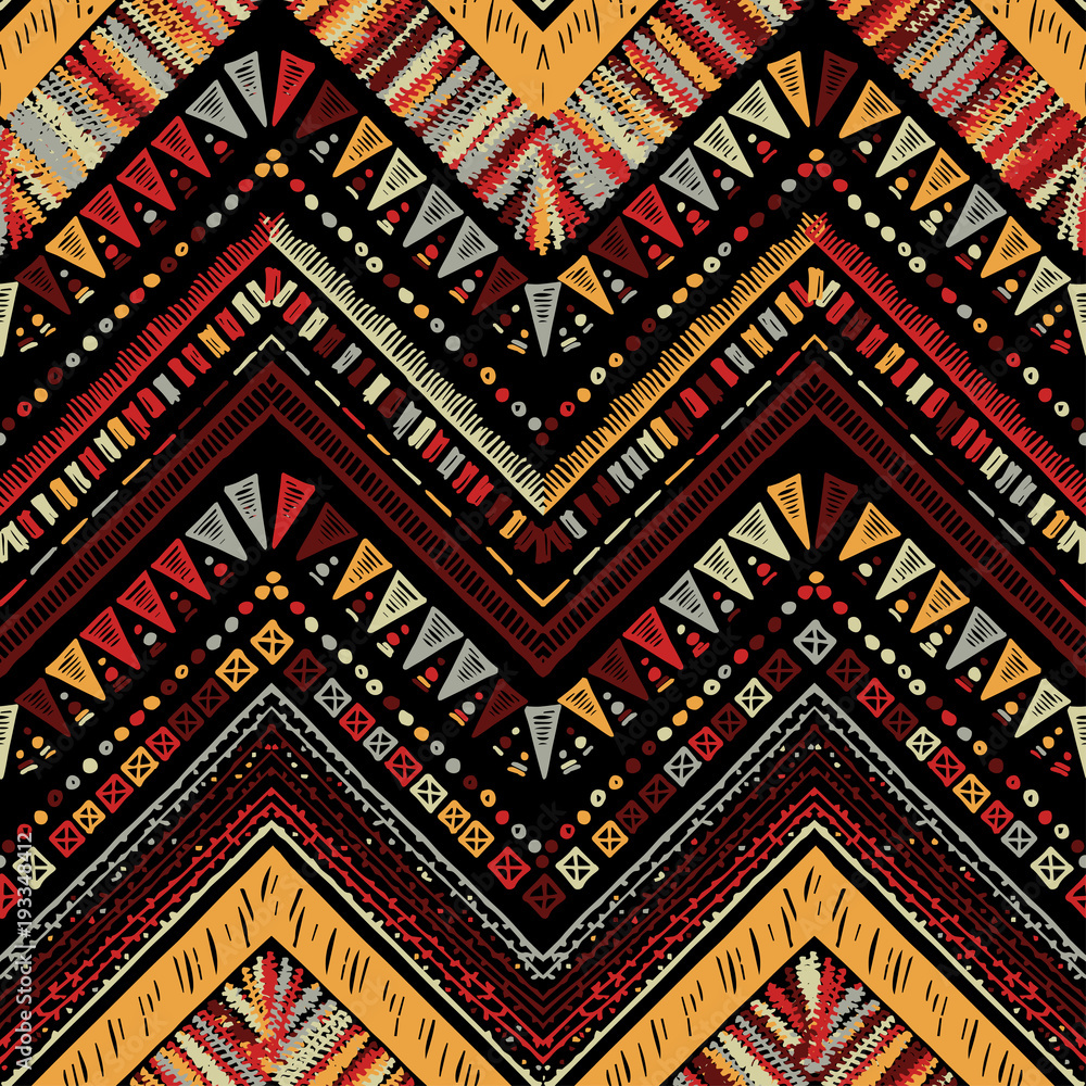 Stripes bright tribal seamless pattern with zigzag Stripes bright tribal seamless pattern with zigzag