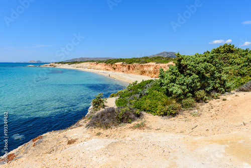 Aliko beach, one of the best beaches on the south western side of Naxos island. Aliko is lovely place to relax away from the crowded resorts. Cyclades, Greece.