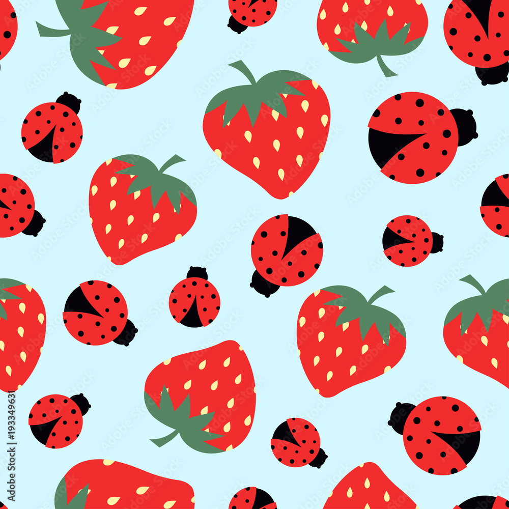 pattern with strawberry and ladybug pattern with strawberry and ladybug
