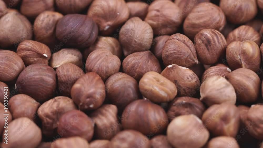 Hazelnut closeup. Rotating nuts background Hazelnut closeup. Rotating nuts background
