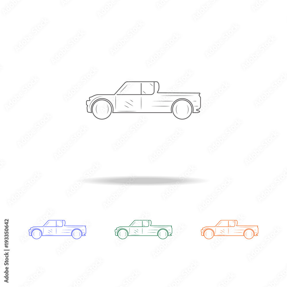Pickup truck line icon. Types of cars Elements in multi colored icons for mobile concept and web apps. Thin line icon for website design and development, app development