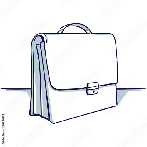 Suitcase isolated on the white background. View under the foreshortening. Hand drawn doodle cartoon vector illustration..