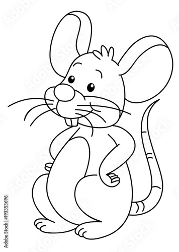 Mouse coloring book, vector