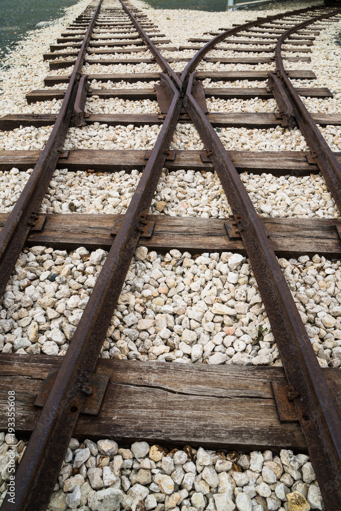 Naklejka premium Train Rails Crossing