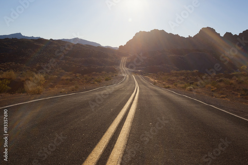 Road trip on a desert road