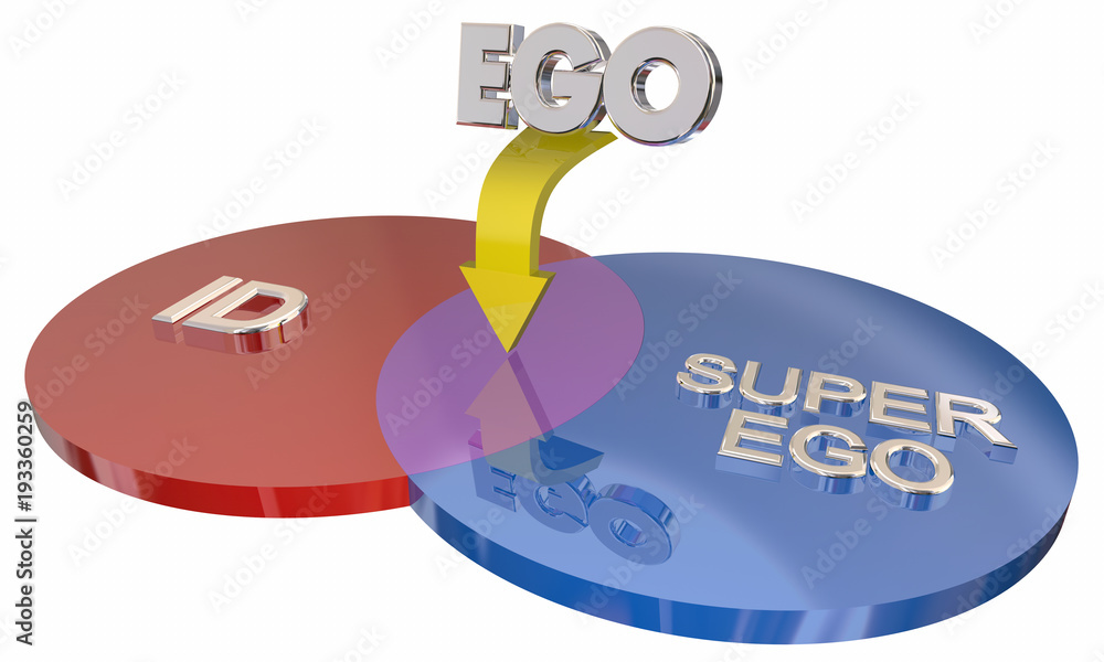 Id Ego Super-Ego Venn Diagram Psyche Psychology 3d Illustration ilustración  de Stock