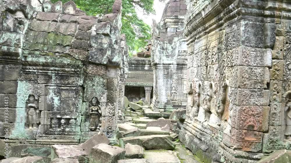 zoom in on the ruins of preah khan temple near angkor wat, cambodia zoom in on the ruins of preah khan temple near angkor wat, cambodia