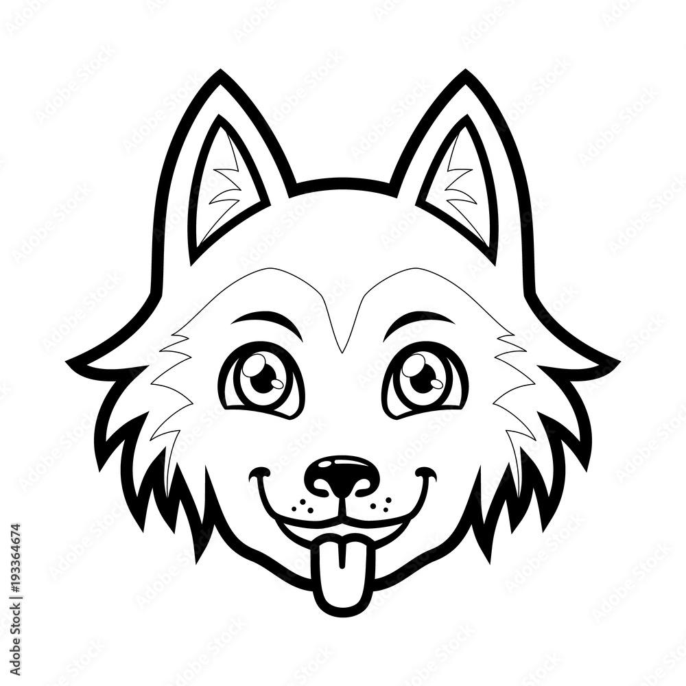 Husky dog head vector cartoon