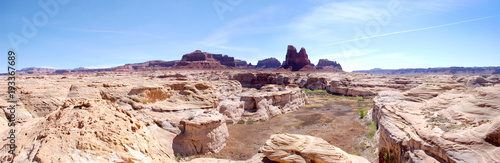 Panorama of dirty devil river area near Hite in Southern River.