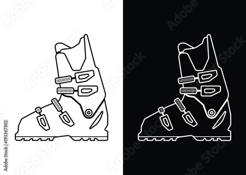 A simple vector ski boot icon in black and white.