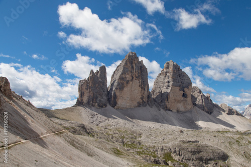 Tre Cime di Lavaredo (Drei Zinnen) in the Sexten Dolomites in Italy