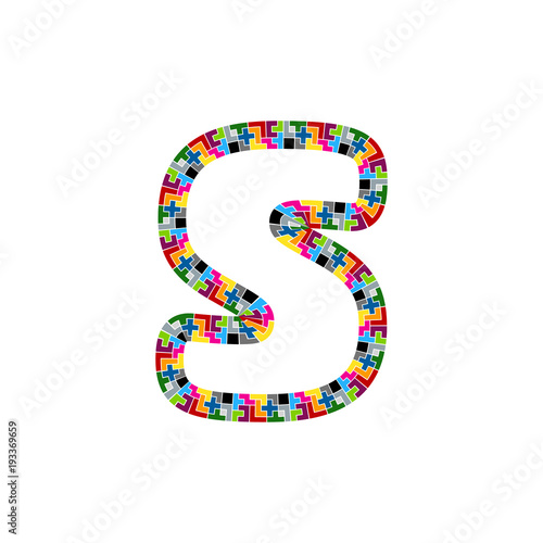 S Block Puzzle Letter Logo Icon Design