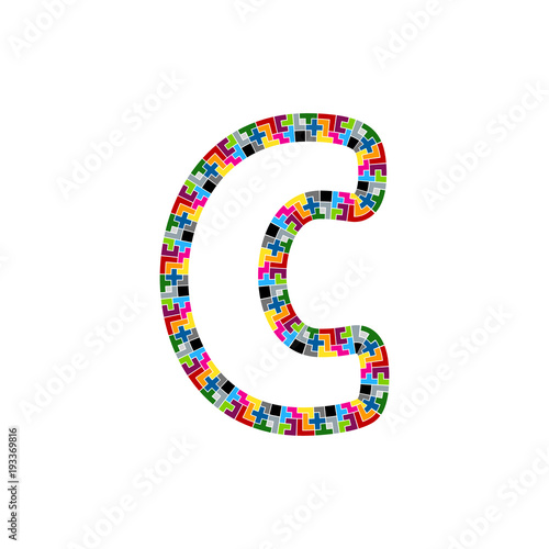 C Block Puzzle Letter Logo Icon Design