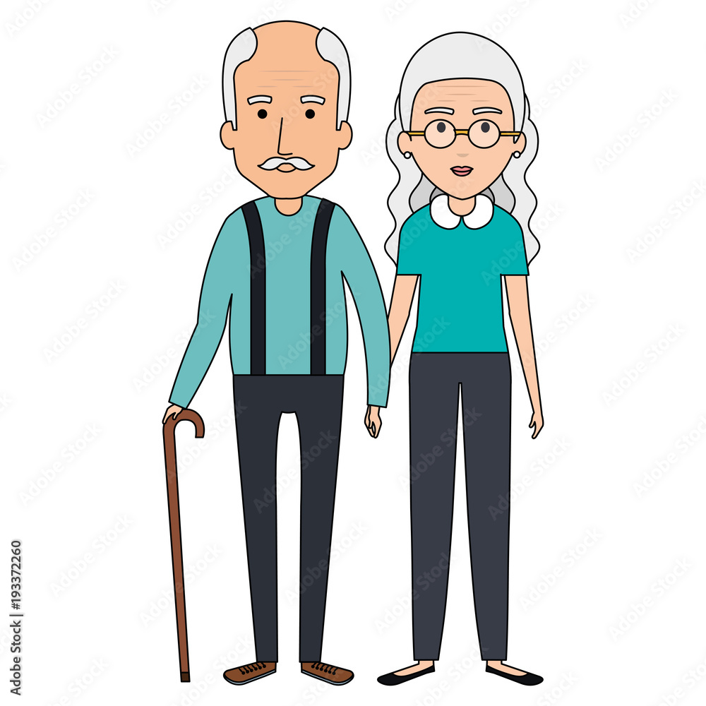 cute grandparents couple with cane avatar character vector illustration design cute grandparents couple with cane avatar character vector illustration design