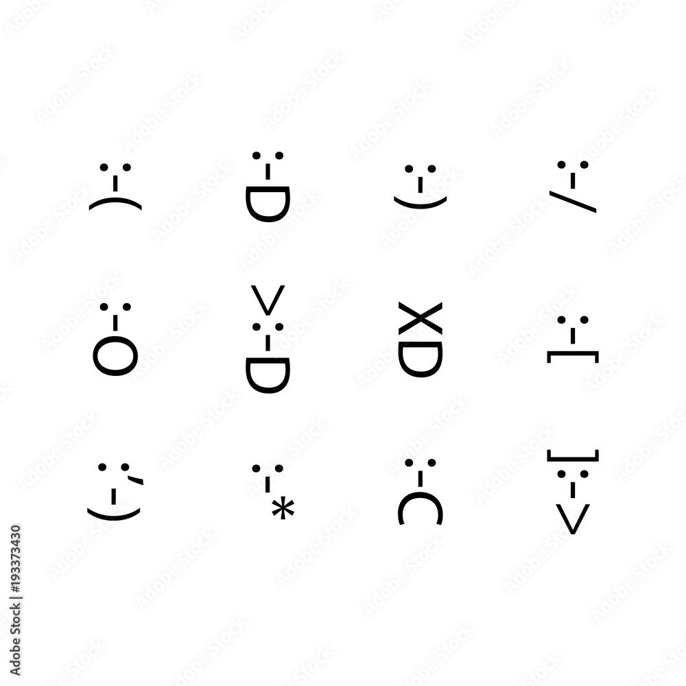 Set of emoticons, emoji of punctuation. Characters isolated. Vector