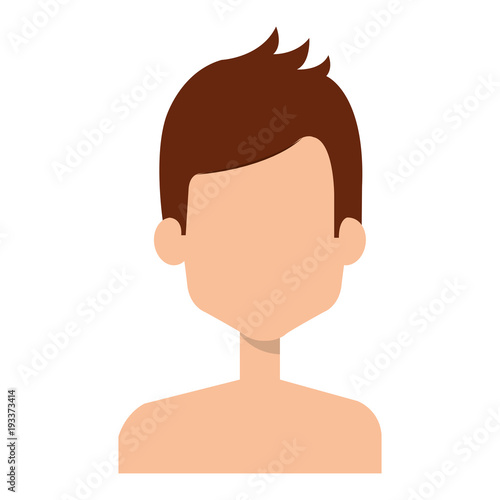 young man shirtless avatar character vector illustration design
